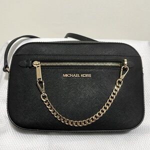 NWOT  Michael Kors Black and Gold Crossbody Bag with Sleek Design